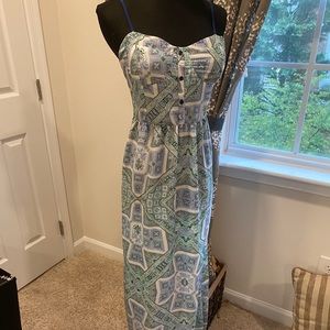 Spaghetti strap print maxi